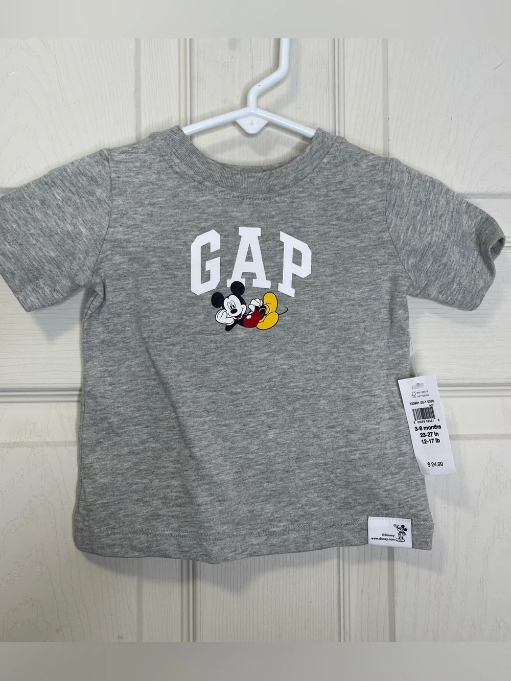 Gap x  Disney Grey Mickey Mouse Logo T Shirt Sz 3-6 Toddler